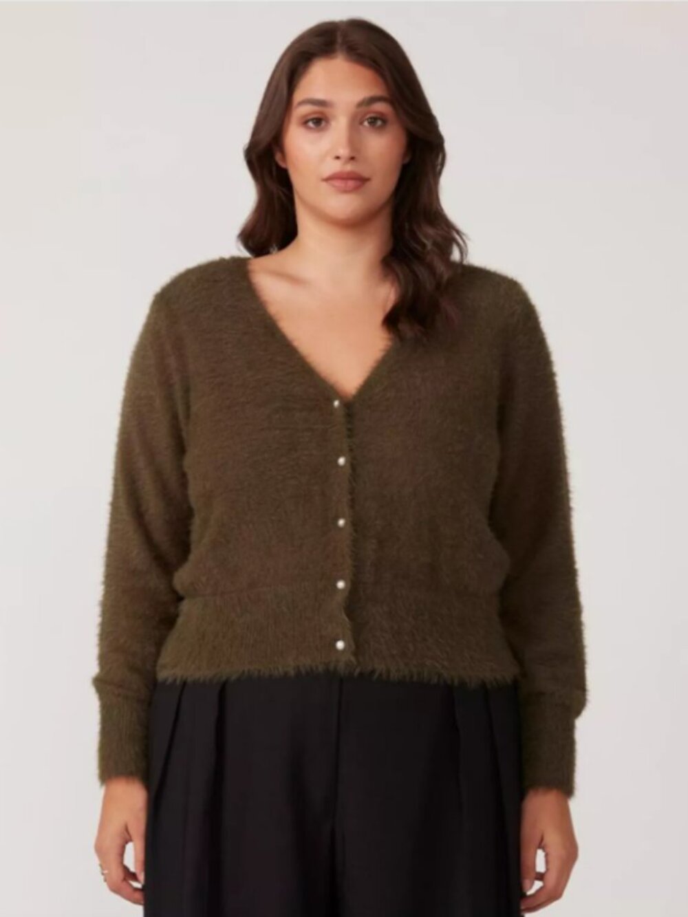 NWT Estelle Camille Pearl Cardi in Olive Size 3XL